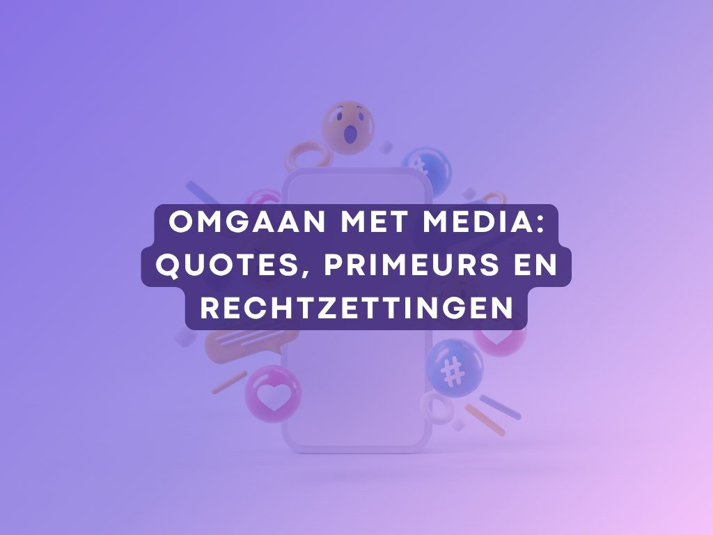 Telefoon met socialmedia-iconen, artikel over quotes, primeurs en rechtzettingen