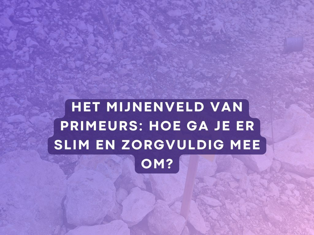Steenachtig terrein met waarschuwingsbord, artikel over het mijnenveld van primeurs
